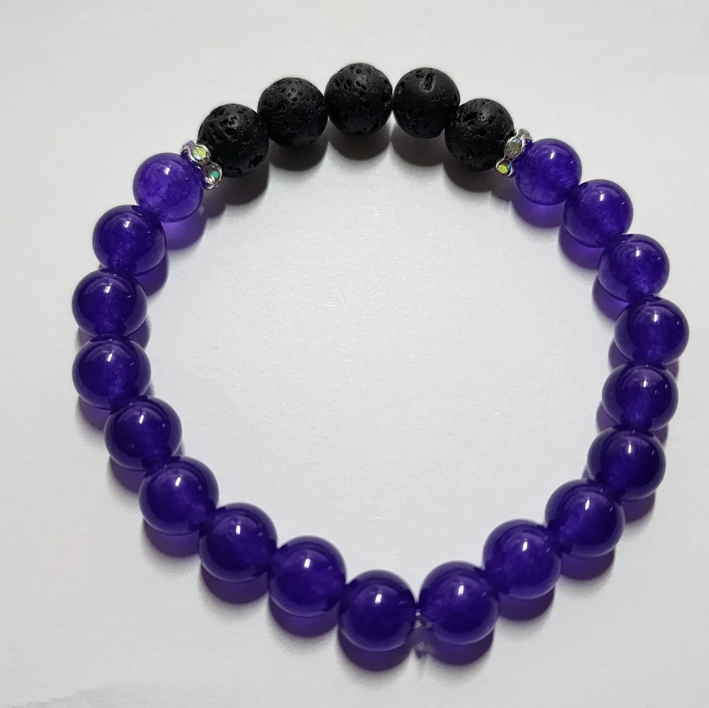 Amethyst purple and lava rock essential oil diffuser aromatherapy bracelet NWT